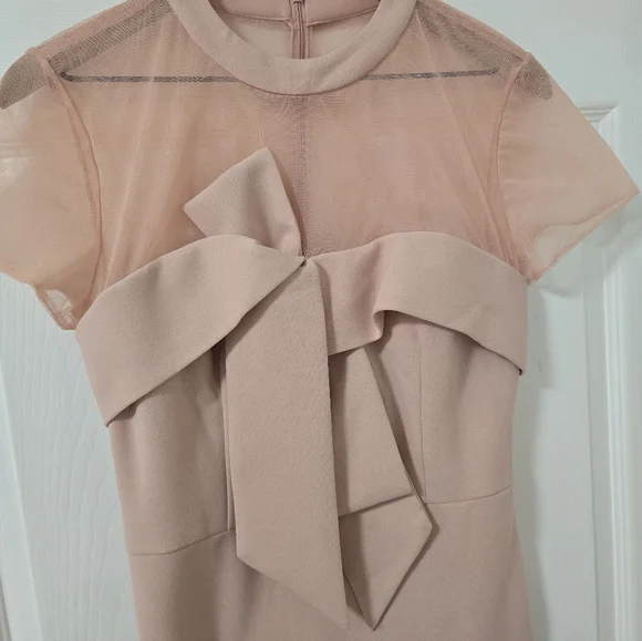 JS Collection Blush Roselle Bow Cocktail Midi Dress New Size 6 - Picture 3 of 6